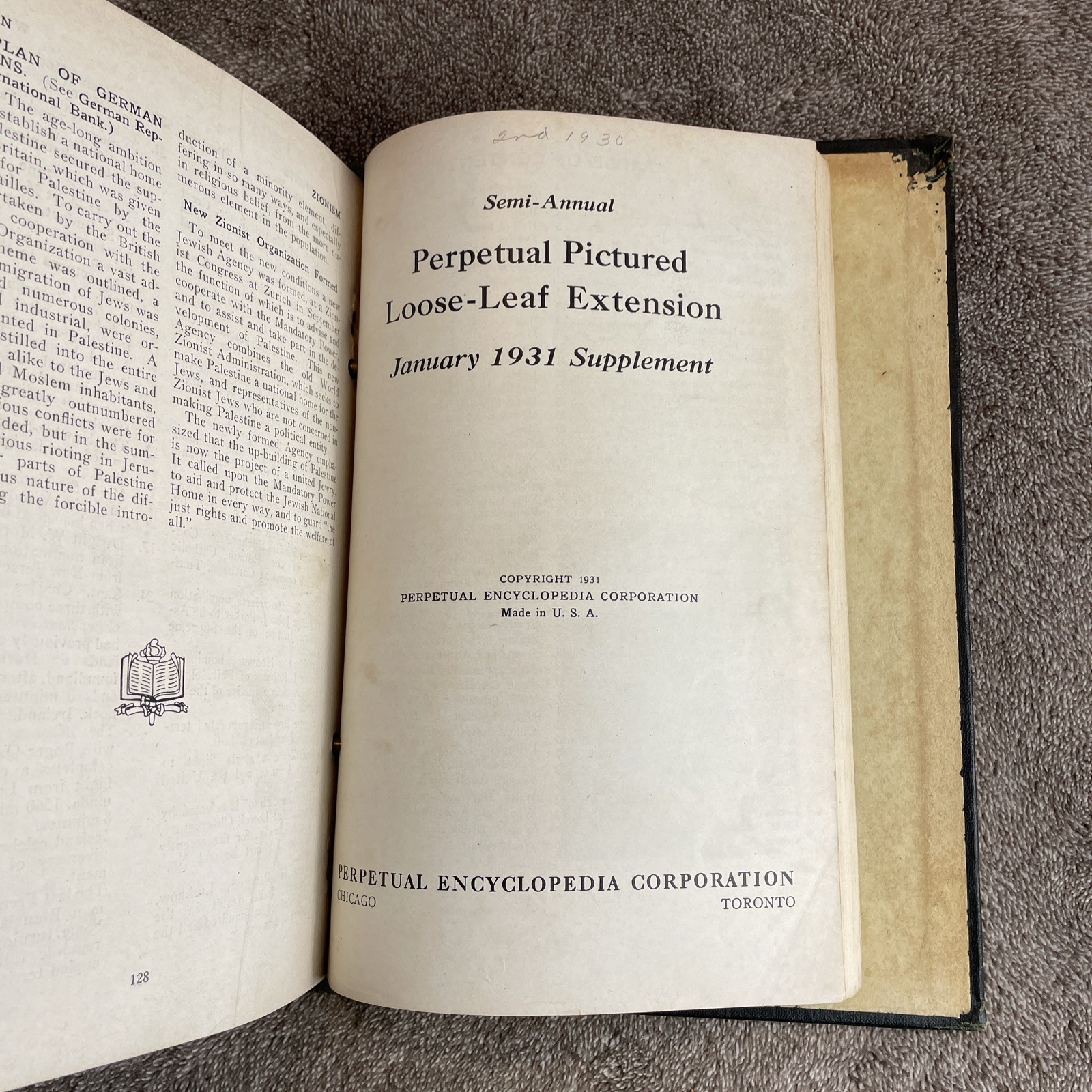 1928 Encyclopedia “Perpetual Pictured Loose Leaf Extension” The Source Book