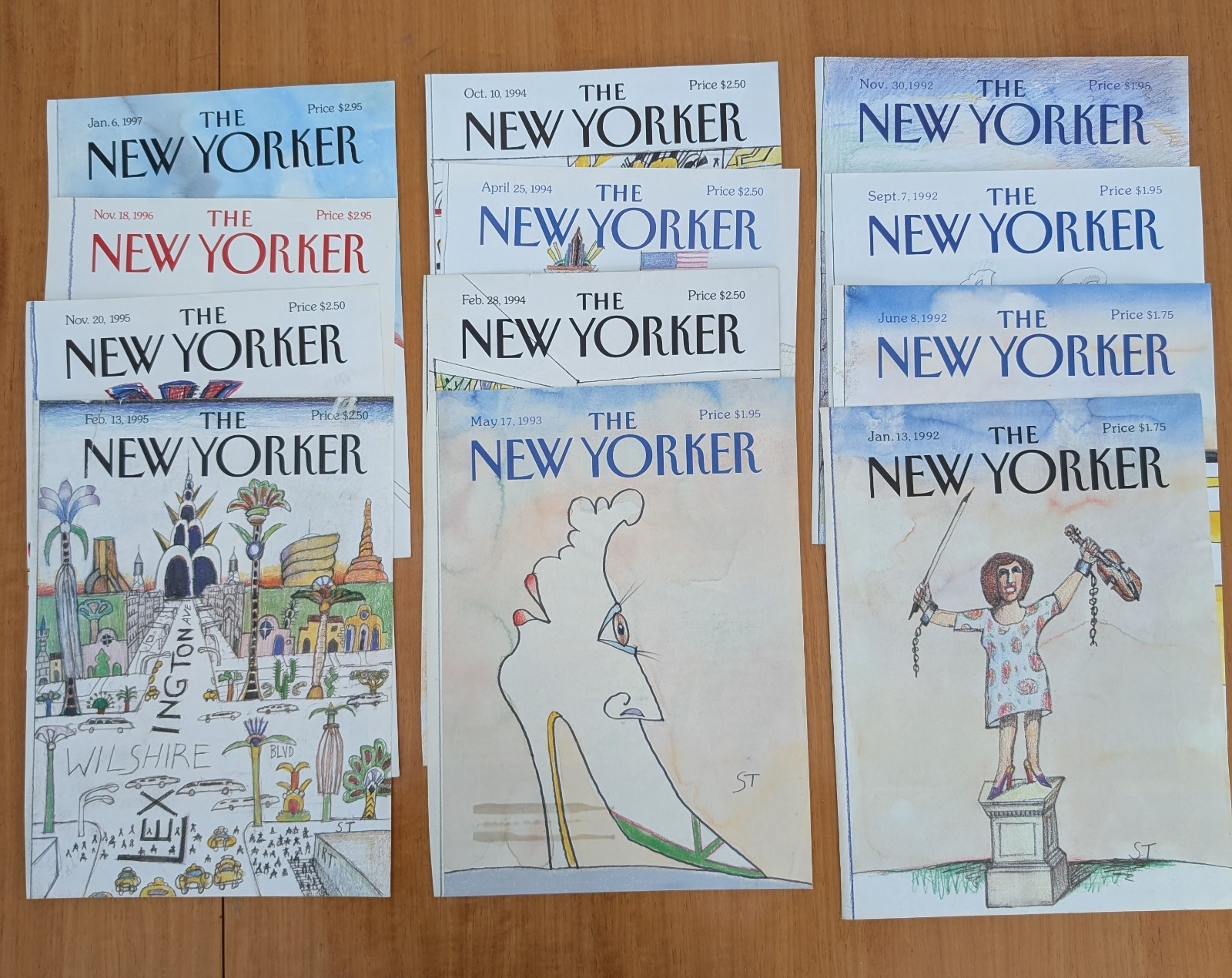 NEW YORKER Magazine (Covers ONLY) – 1990’s Saul Steinberg – Lot of 12