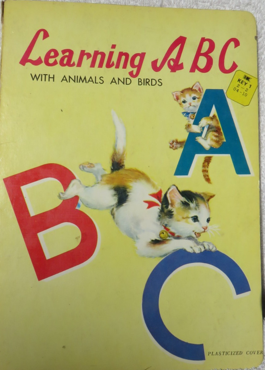 Learning ABC with Animals and Birds Vintage Children’s Board Book Doeisha Kresge