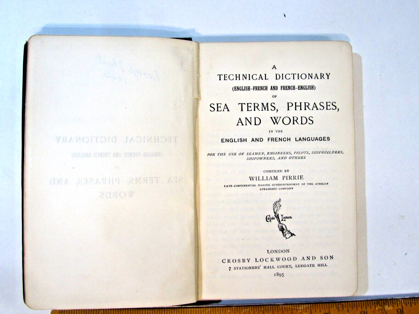 Eng./Fr. Dictionary of Sea Terms, Phrases & Words – William Pirrie – 1st HB 1895