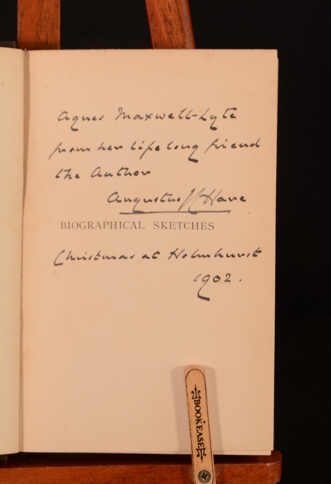 1895 Biographical Sketches Augustus J. C. Hare 1st Ed Signed Presentation Copy I