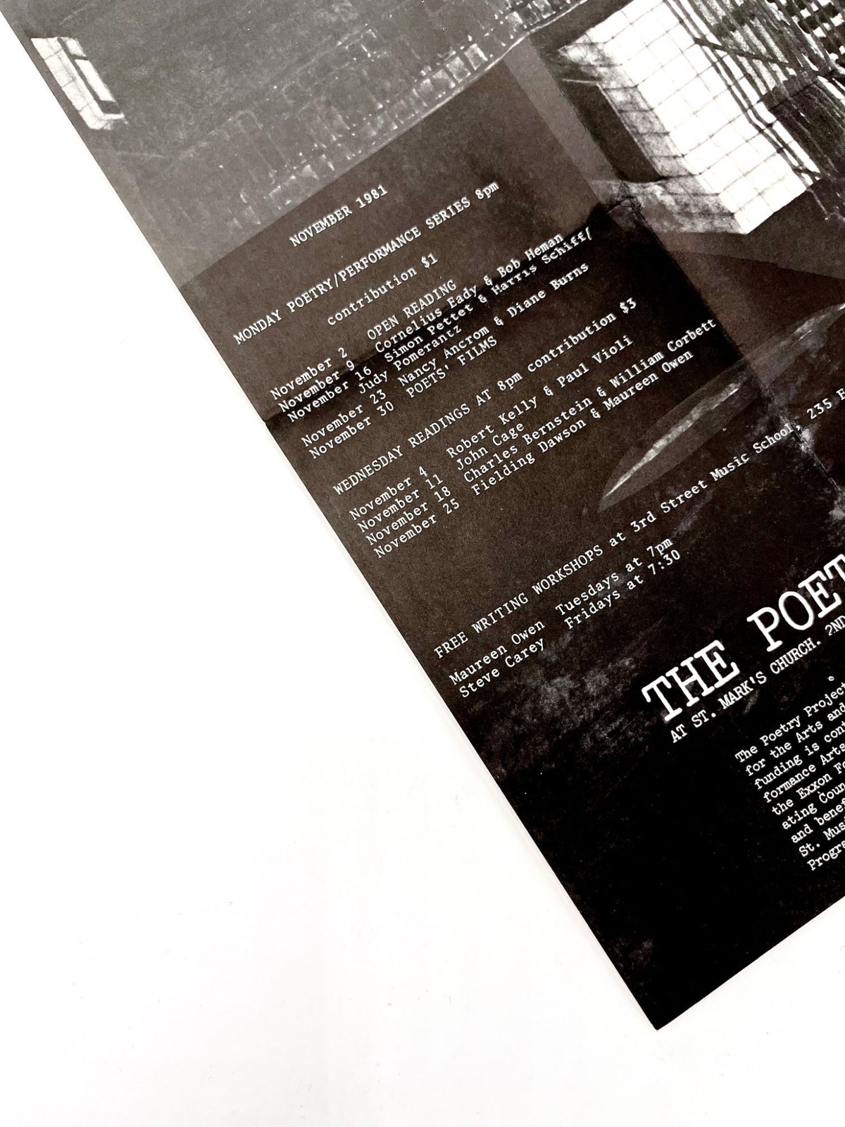 Maureen Owen, Steve Carey / THE POETRY PROJECT Event Poster 1st Edition 1981