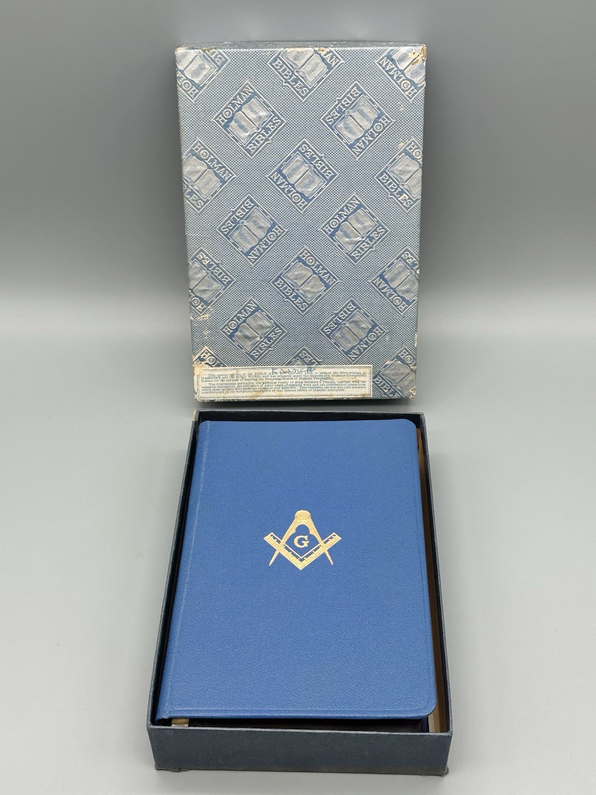 Holy Bible Masonic Edition KJU Blue Leatherette 1951 in Original Box!