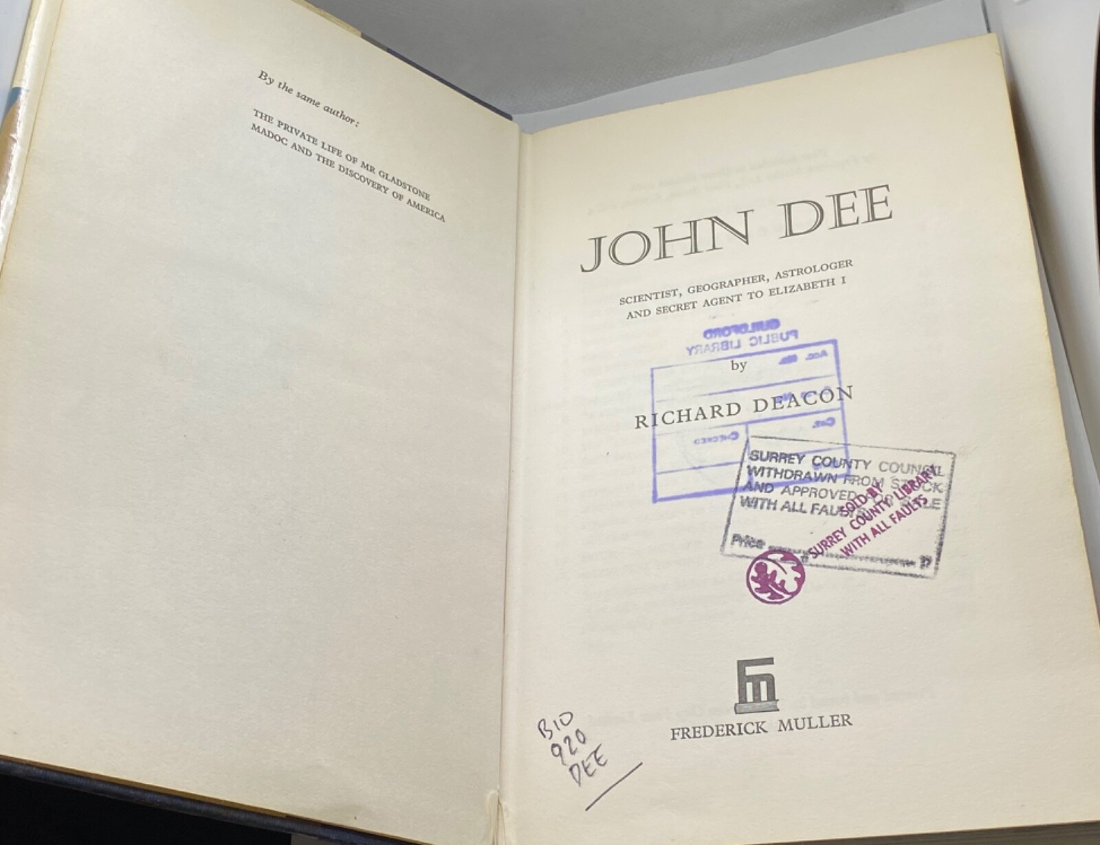 John Dee: Scientist, Geographer, Astrologer & Secret Agent – Deacon – 1968
