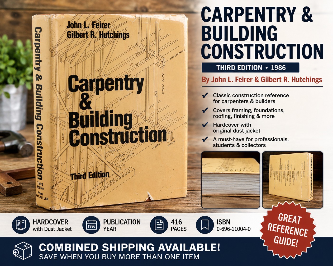 Carpentry & Building Construction Third Edition 1986 Feirer Hutchings HC w/DJ