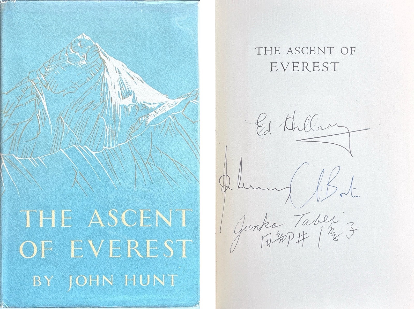 ASCENT OF EVEREST John Hunt 1953 1st Ed SIGNED Hillary Messner Tabei Bonington
