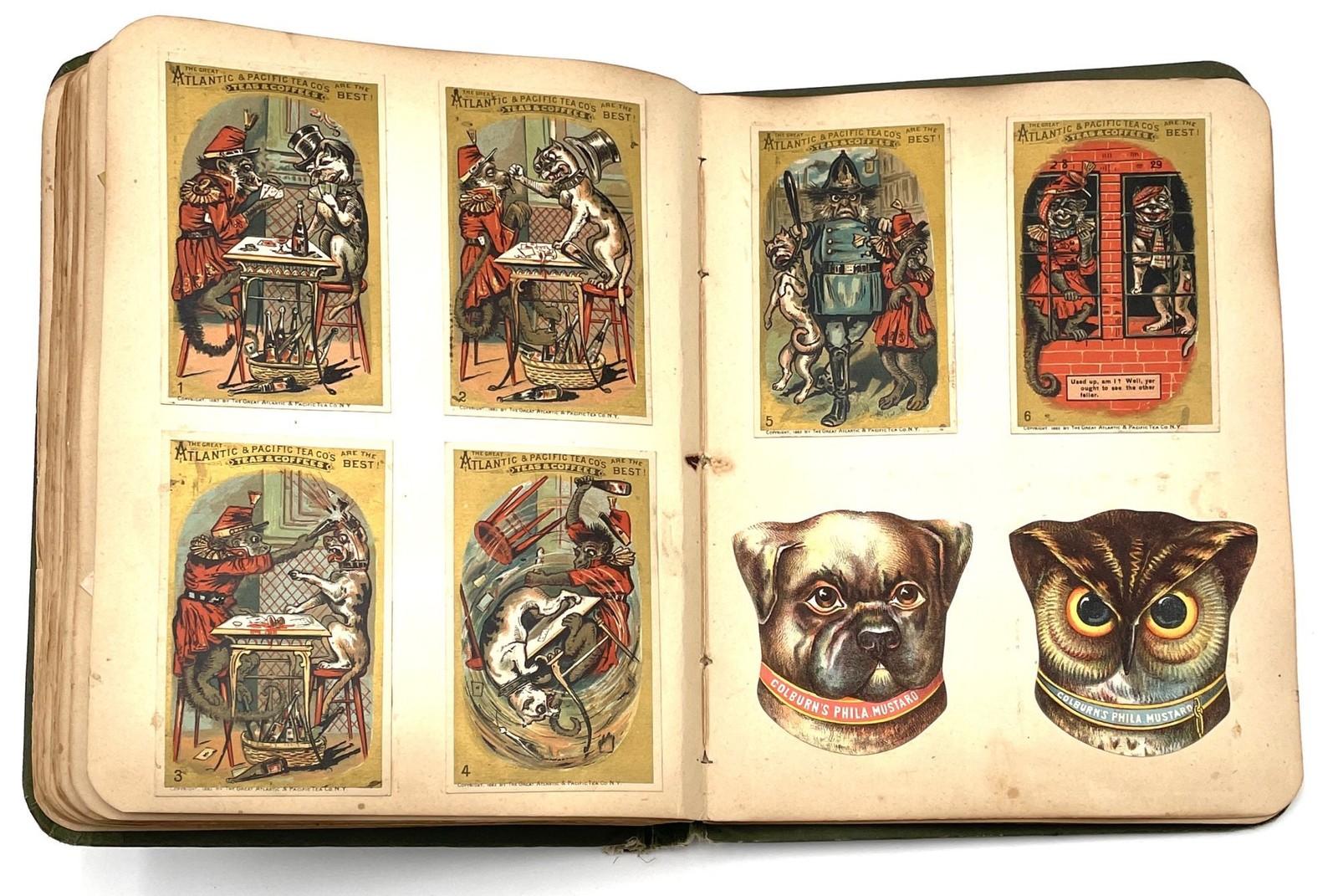 Handmade Scrapbook Featuring Chromolithograph Trade Cards Circa 1890
