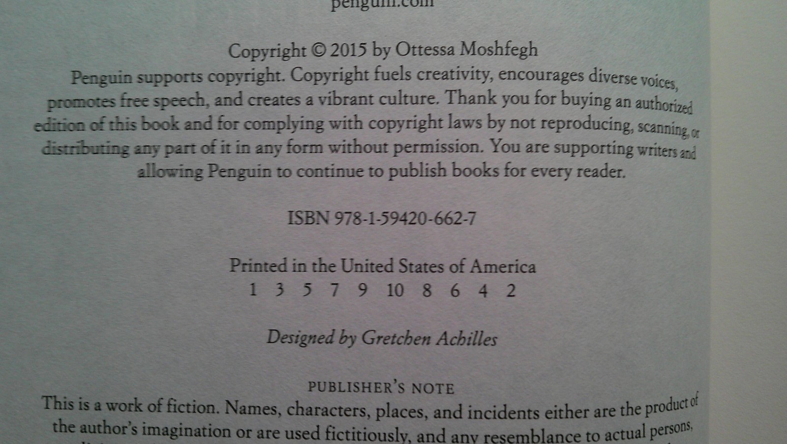 *RARE OTTESSA MOSHFEGH 2013*EILEEN* TRUE FIRST EDITION – PEN/HEMINGWAY AWARD*