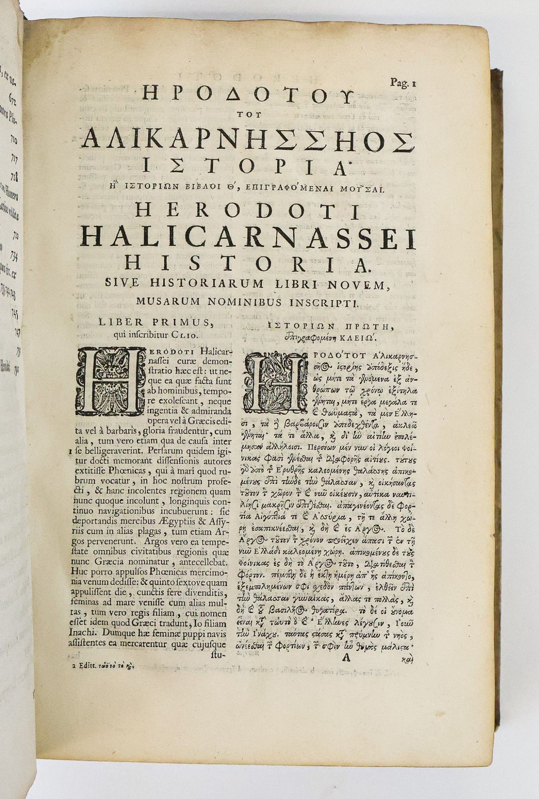 Herodotus / ERODOTOU ALIKARNASSEOS ISTORION LOGOI TH EPIGRAFOMENOI MOUSAI 1715