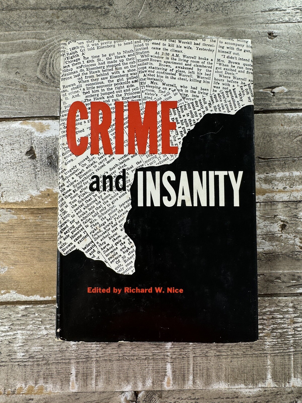 1958 Antique SIGNED Law Book „Crime and Insanity“ Dust Jacket