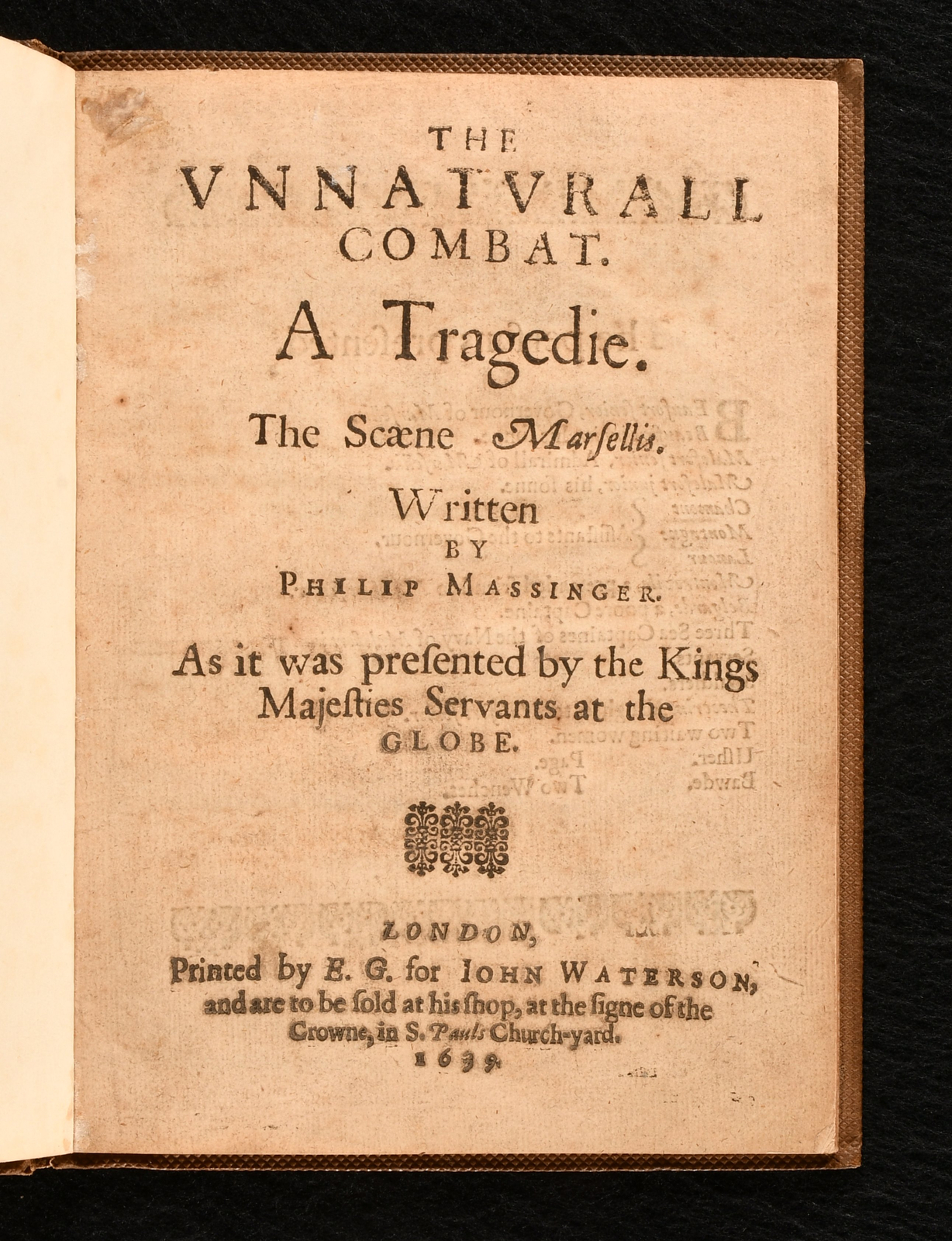 1639 The Unnaturall Combat a Tragedie Philip Massinger First Ed Scarce Waterson