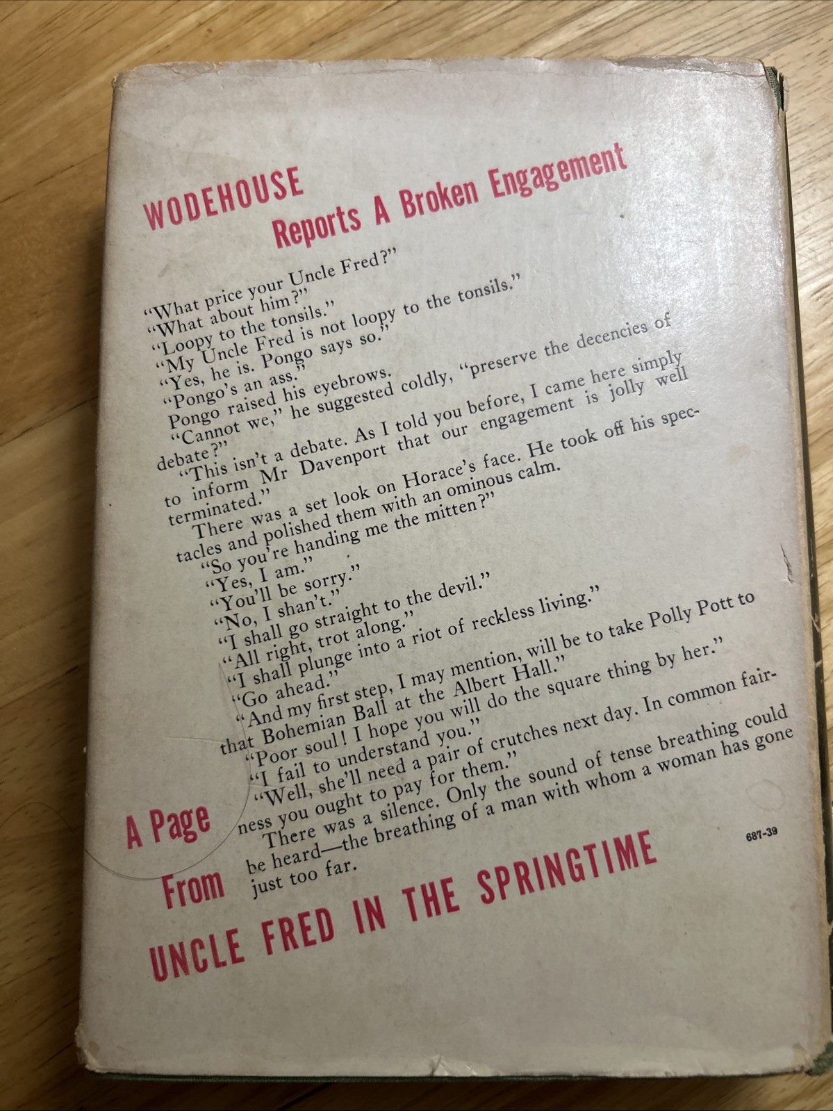 Wodehouse Uncle Fred in the Springtime 1939 HC First Edition DJ