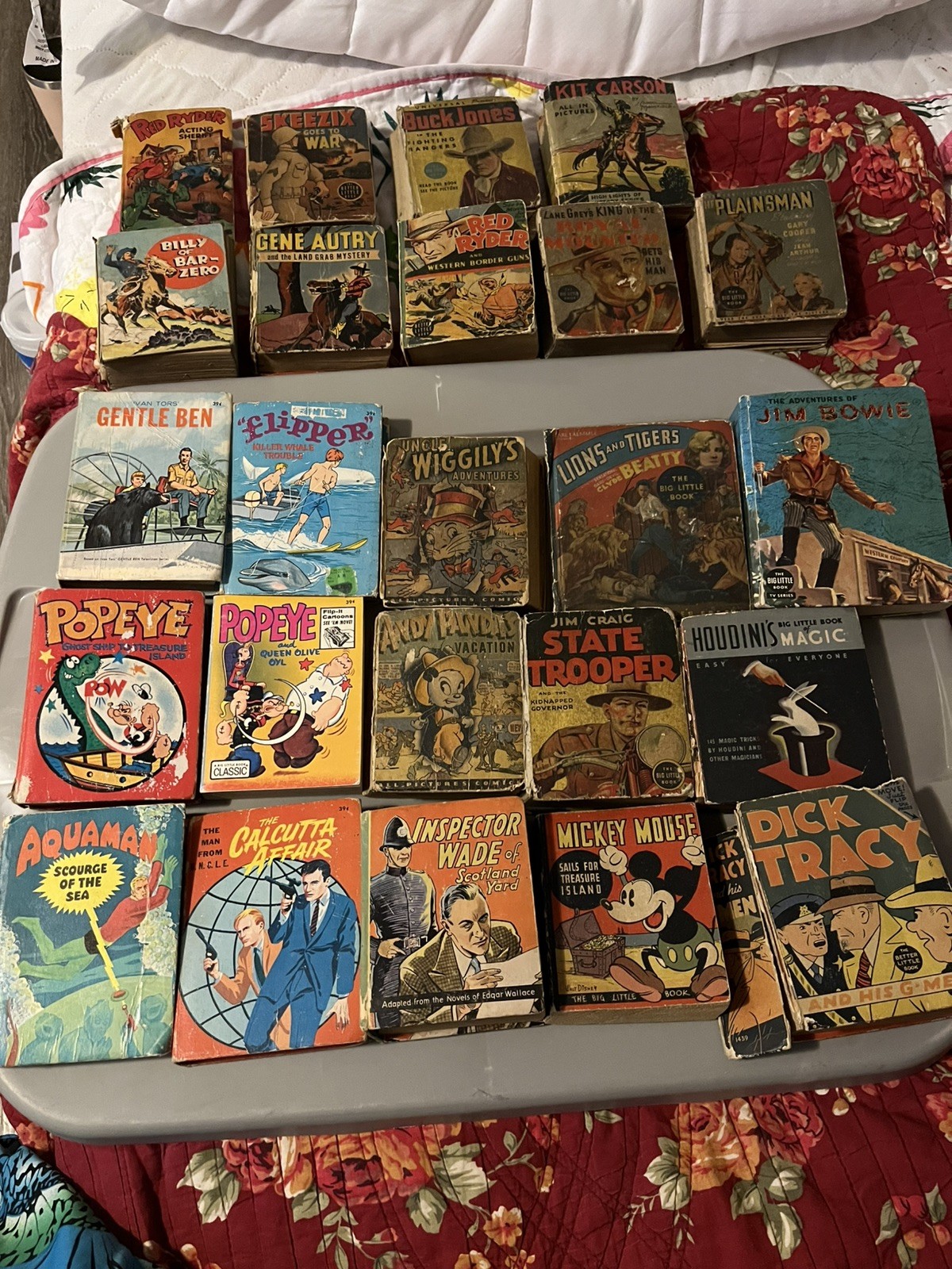 Lot Of 24 Vintage Big Little Books Poor to good Shape -westerns-Popeye-Mickey