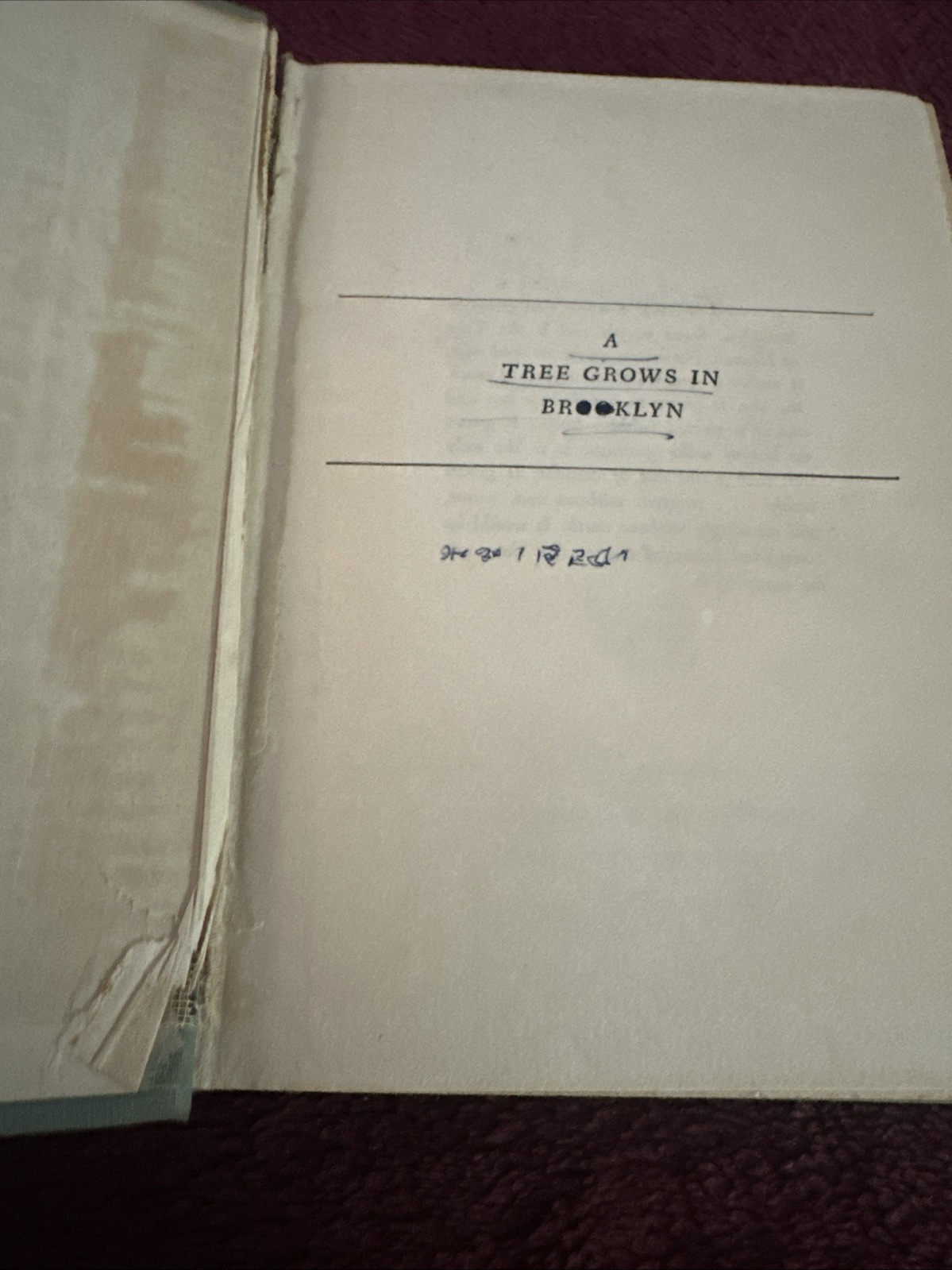1st Ed. A TREE GROWS IN BROOKLYN Betty Smith 1943 Unstated HC Ok Cons