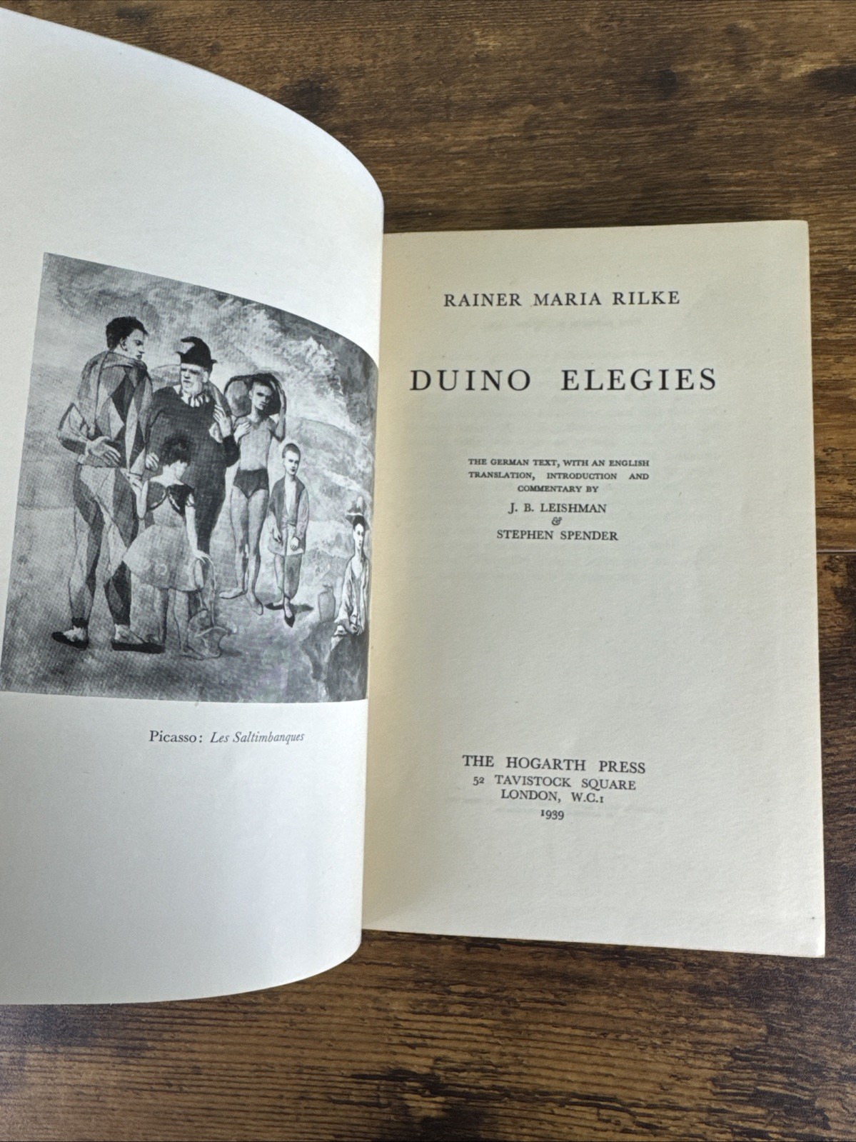 DUINO ELEGIES ~ RAINER MARIE RILKE ~ 1939 1ST EDITION 1ST PRINTING~HOGARTH PRESS