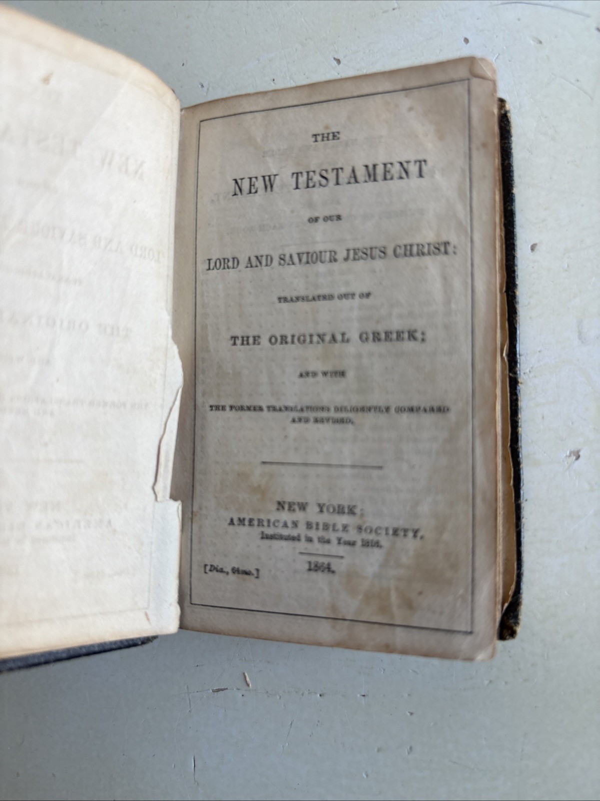 Antique 1864 American Bible Society New Testament Pocket Bible