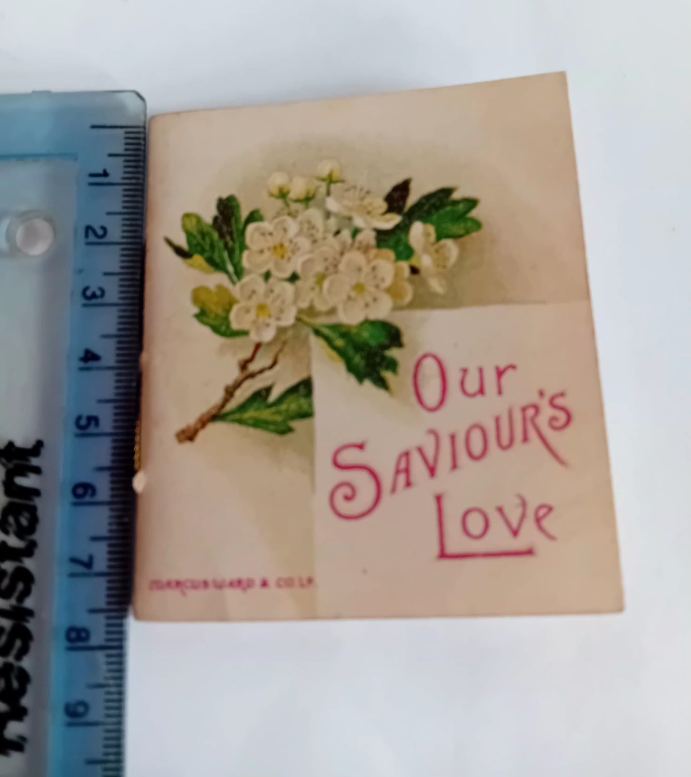 2 x Antique Religious Scripture Minature Gift Booklets Thread Bound 8x7cm Illus
