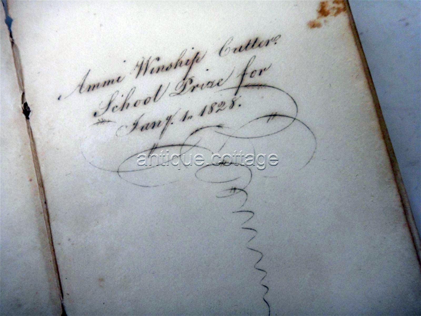 1828 antique JUVENILE SOUVENIR POEM STORY owned AMMI WINSHIP CUTTER penmanship