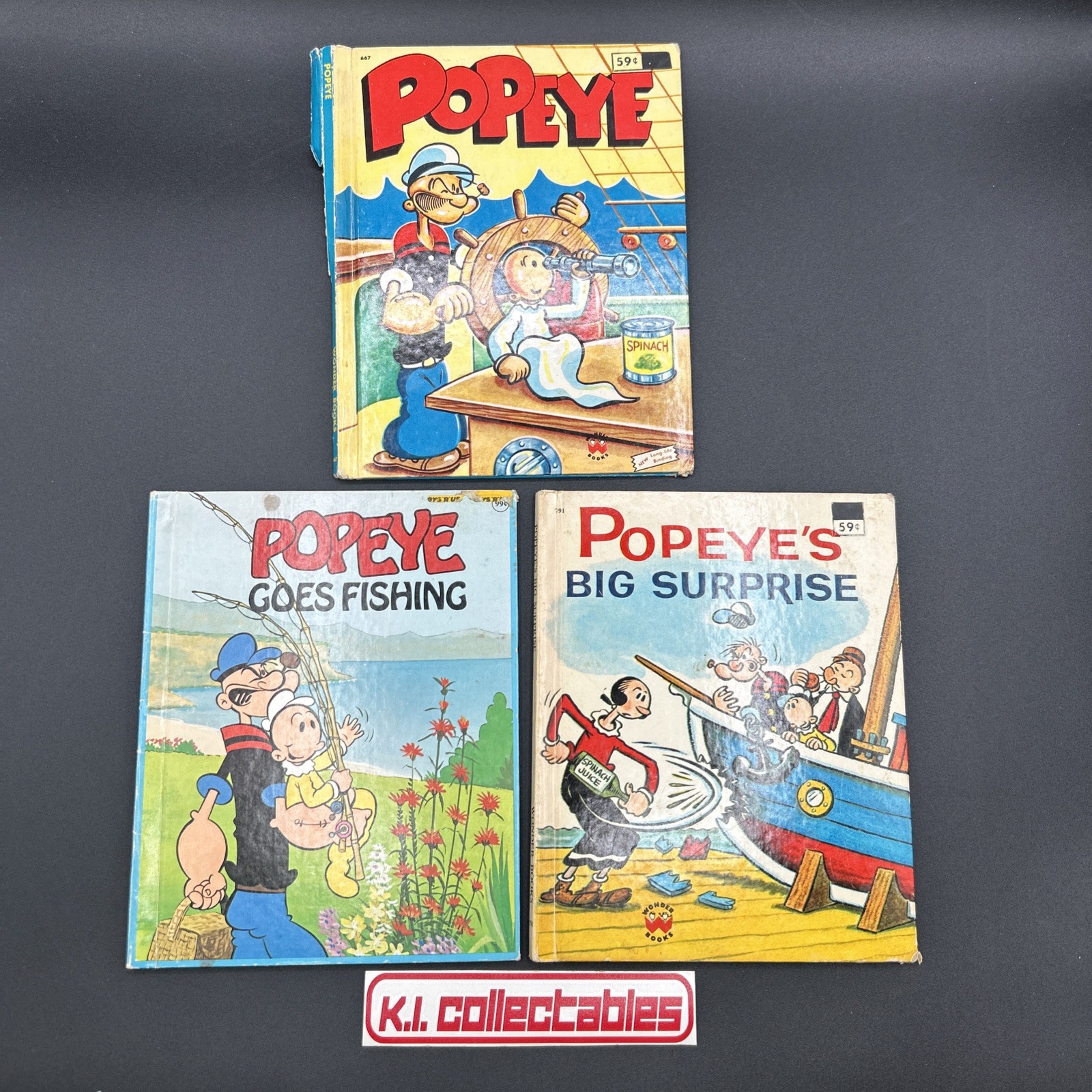 Vintage Popeye Book Lot. Big surprise, Goes Fishing, Wonder Books