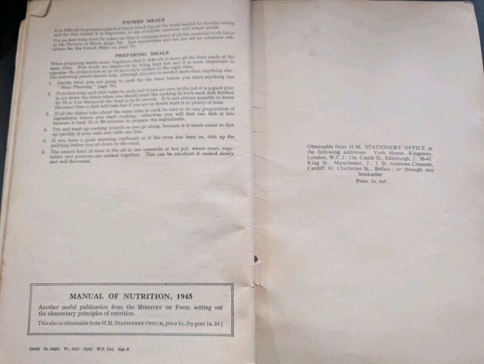ABC of Cookery 1945 Ministry of Food Ration Book Wartime Cookbook HM Stationery
