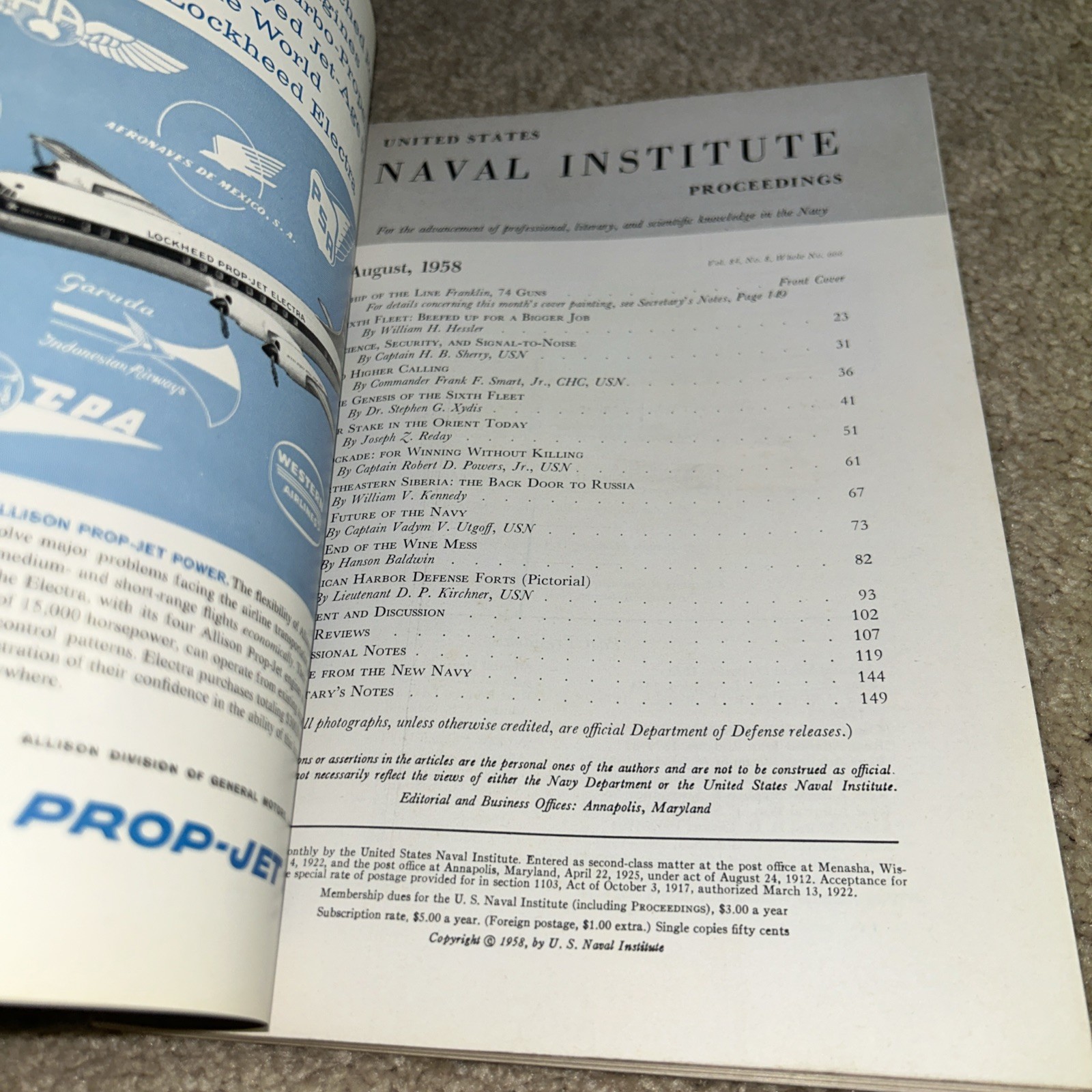 4 – UNITED STATES NAVAL INSTITUTE PROCEEDINGS – 1958 (#4)