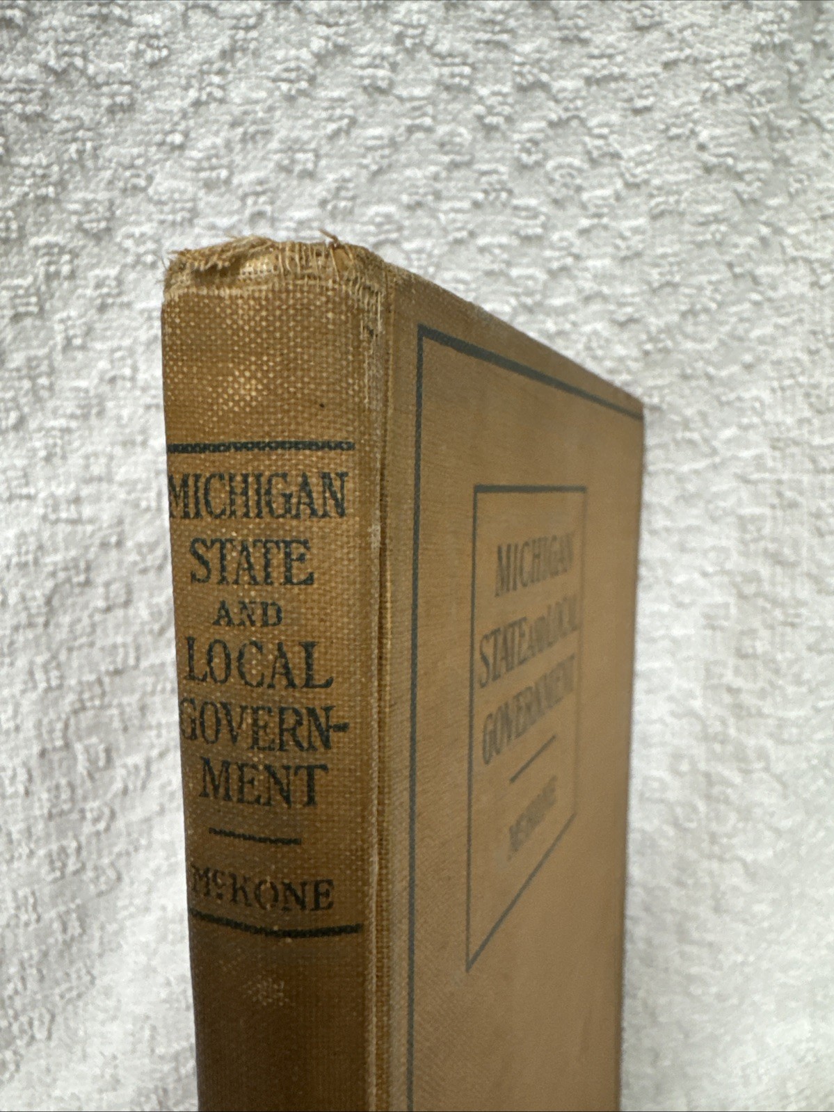 Antique Michigan State & Local Government HC Book WJ McKone 1915 edition Good