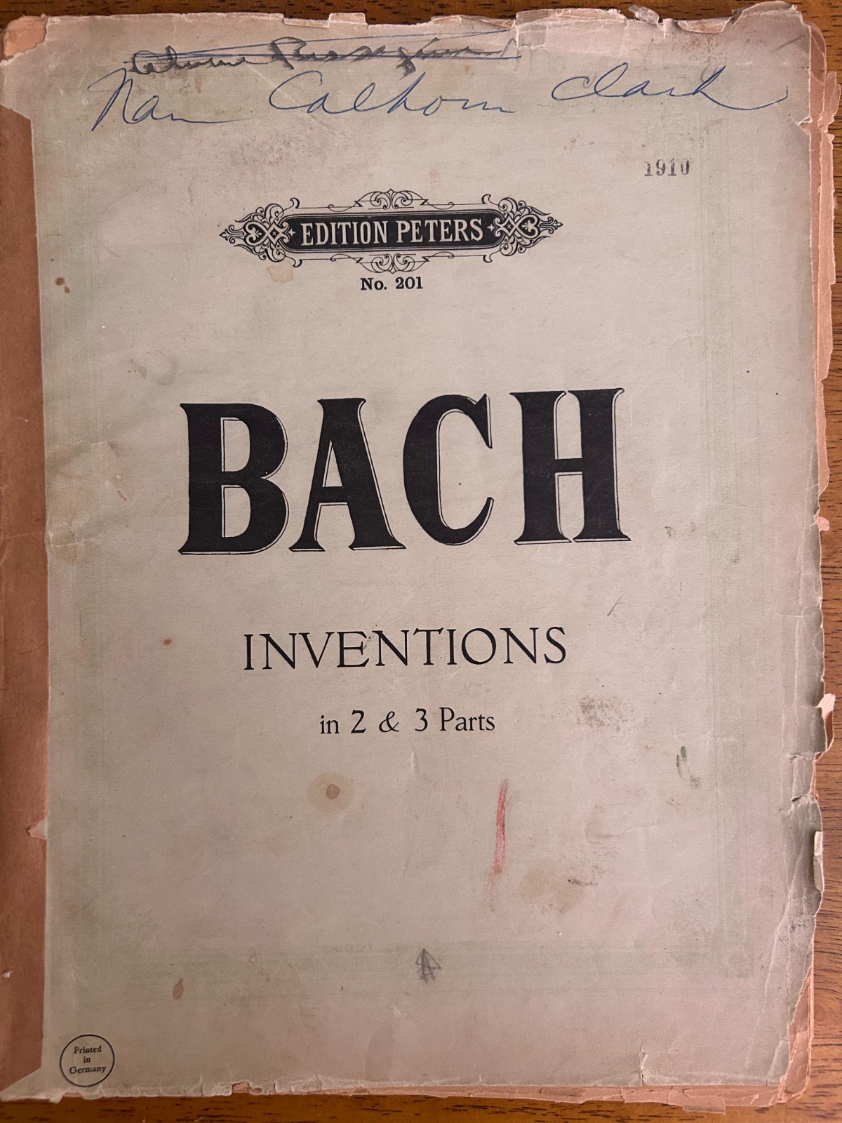 Antique J.S. Bach 2 & 3 Part Inventions Edition Peters #201 music song book