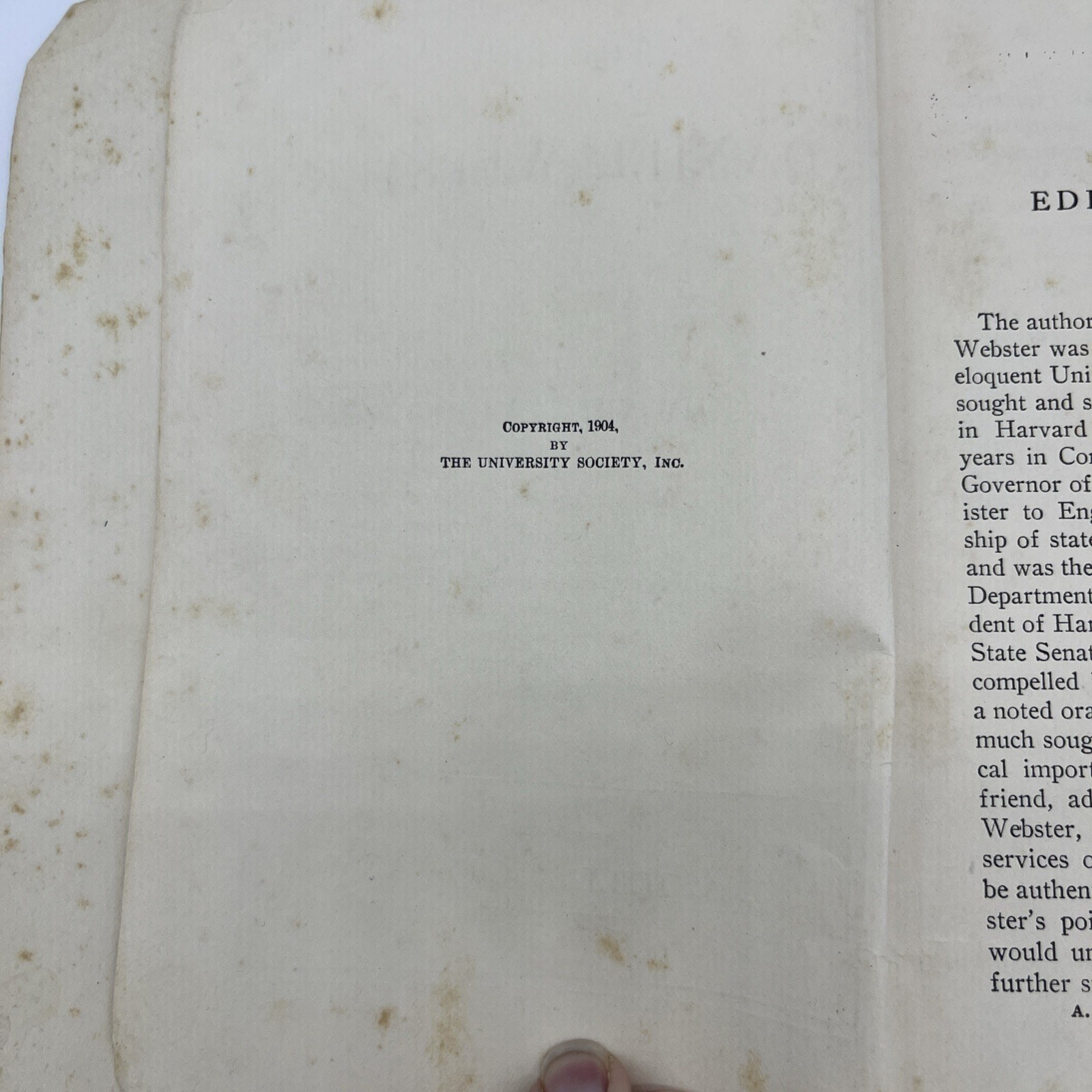 Life of Daniel Webster by Edward Everett 1904 Paperback