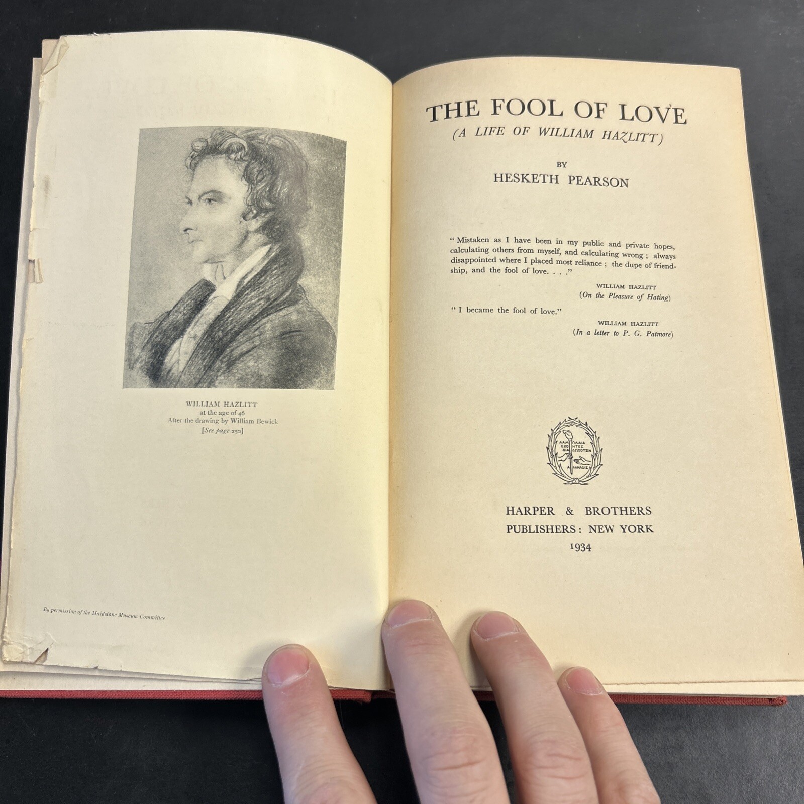 The Fool of Love: A Life of William Hazlitt (Hesketh Pearson – 1934)