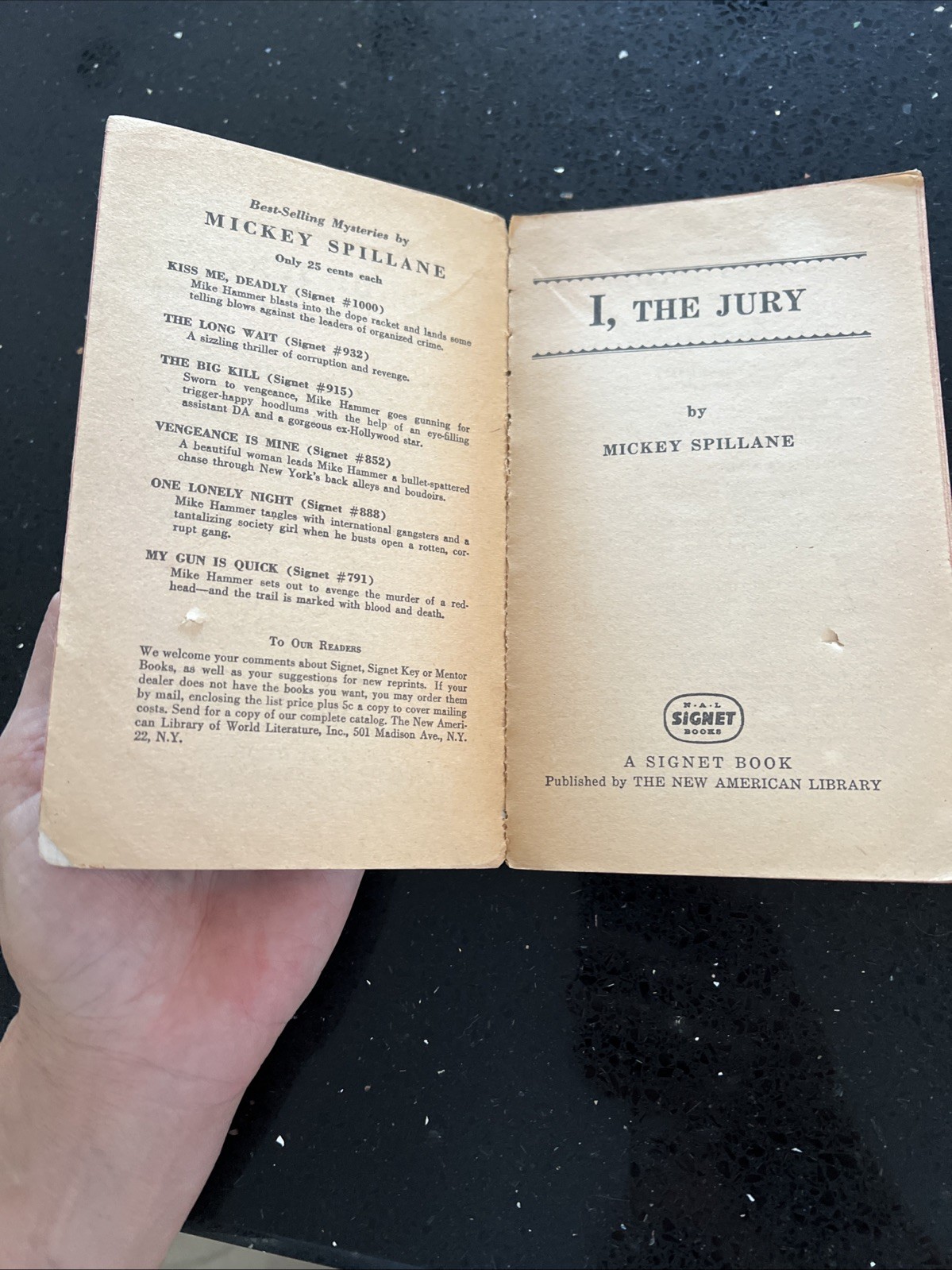 I, The Jury, Mickey Spillane, 1956, Signet Books 699