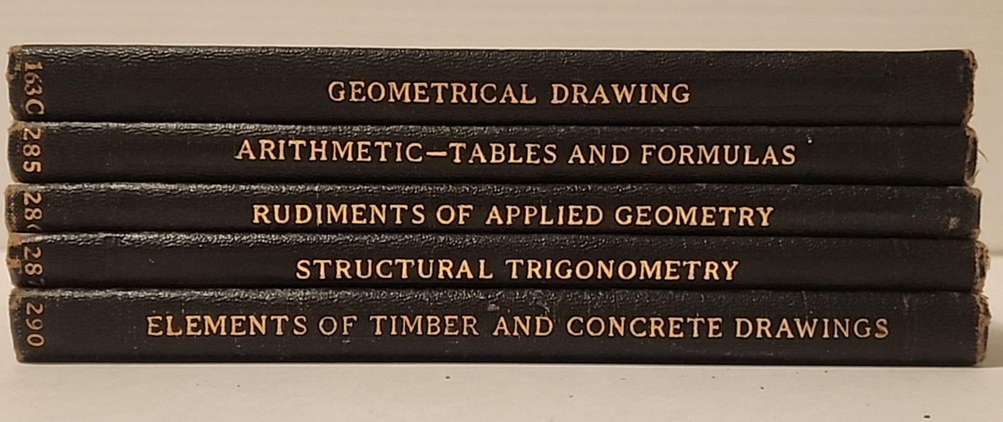 1930s International Textbook Company Lot of 5 Books Mechanical Drawings Math