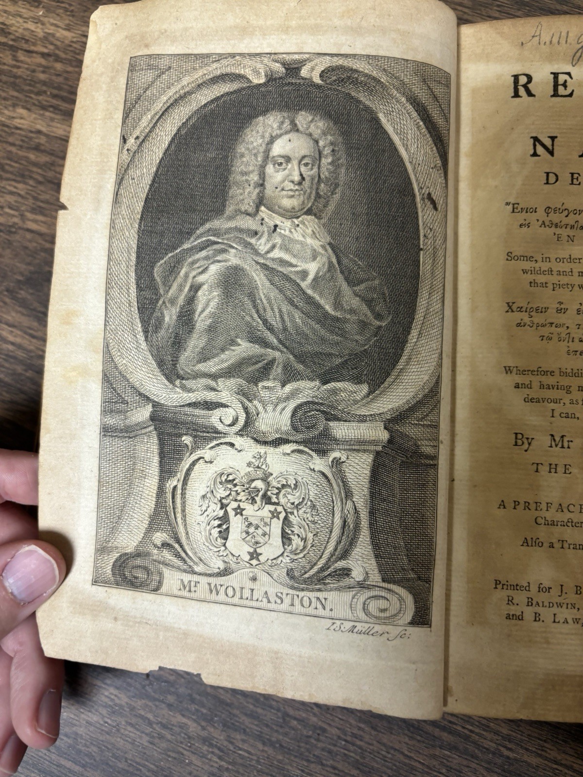 Property Of 9th Pres. William Henry Harrison The Religion Of Nature By Wollaston