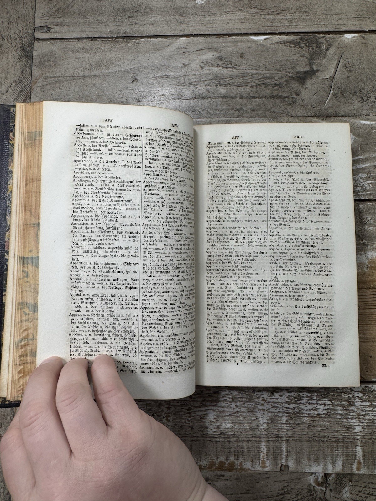 1848 Antique Language Studies Book “German-English Dictionary: 2 Volumes”
