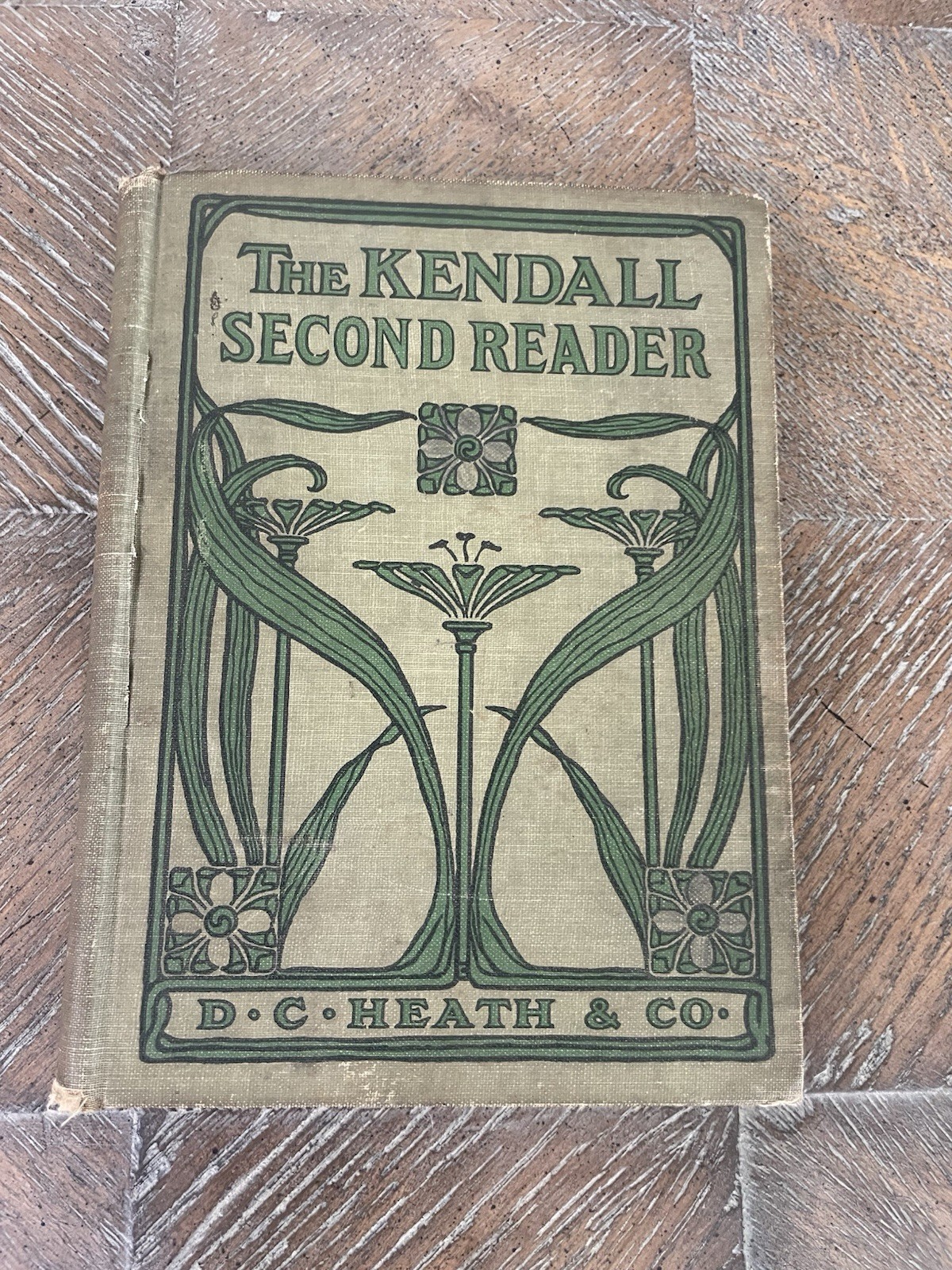 Antique Vtg The Kendall Second Reader 1917 Art Deco Decor Cover Book