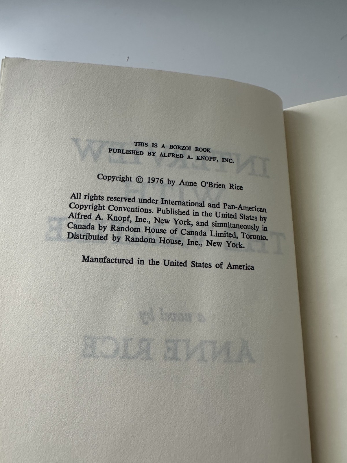 SIGNED Anne RICE / Interview With The Vampire 1976 HCDJ