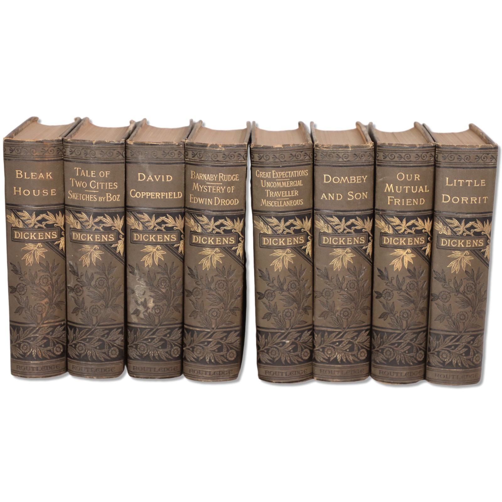 Charles Dickens Works 15 Vol Complete Set HC Routledge Illustrated Antique c1880