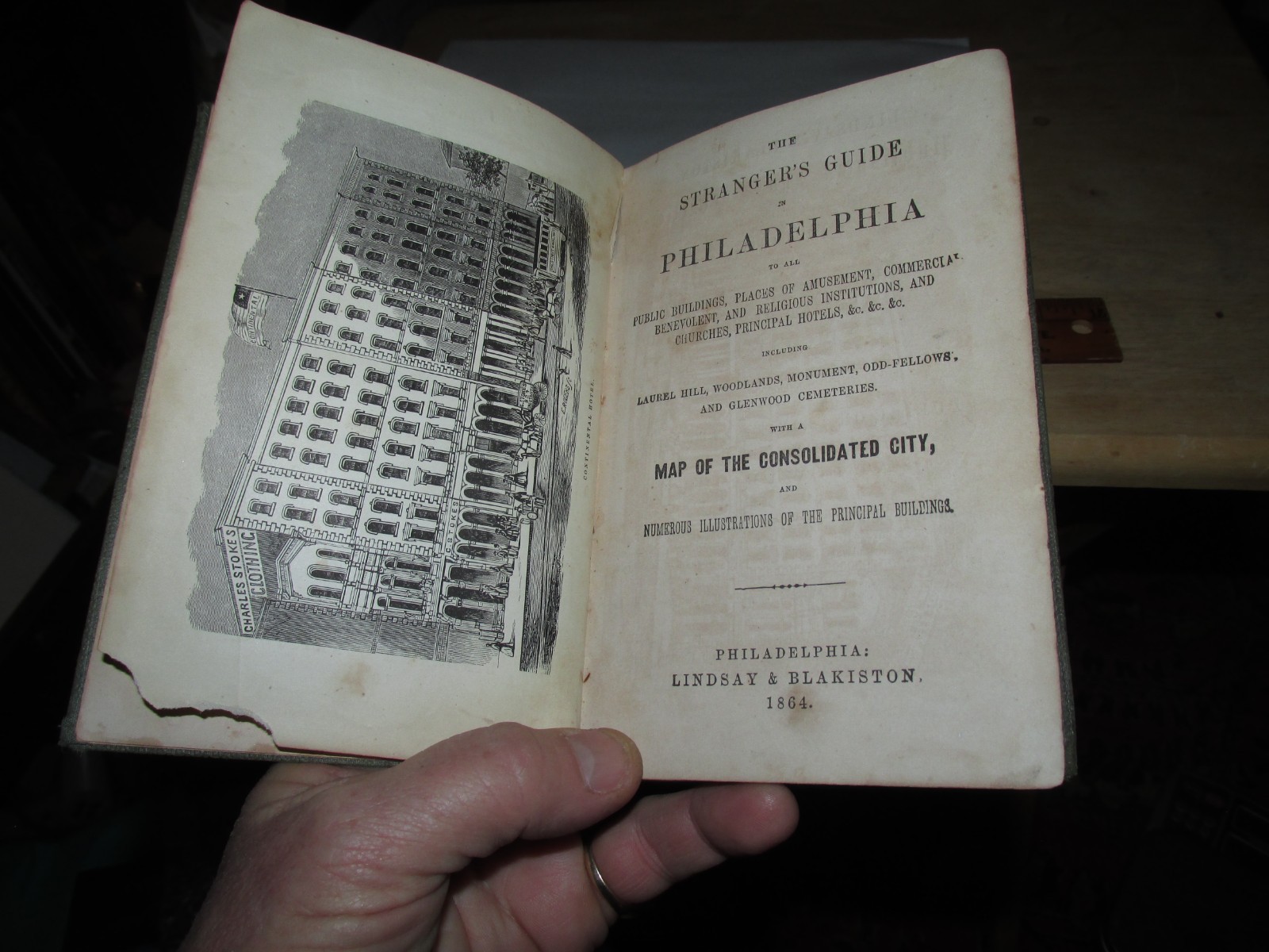 THE STRANGER’S GUIDE TO PHILADELPHIA, 1864, ILLUS, BOOK, PA, LINDSAY & BLAKISTON