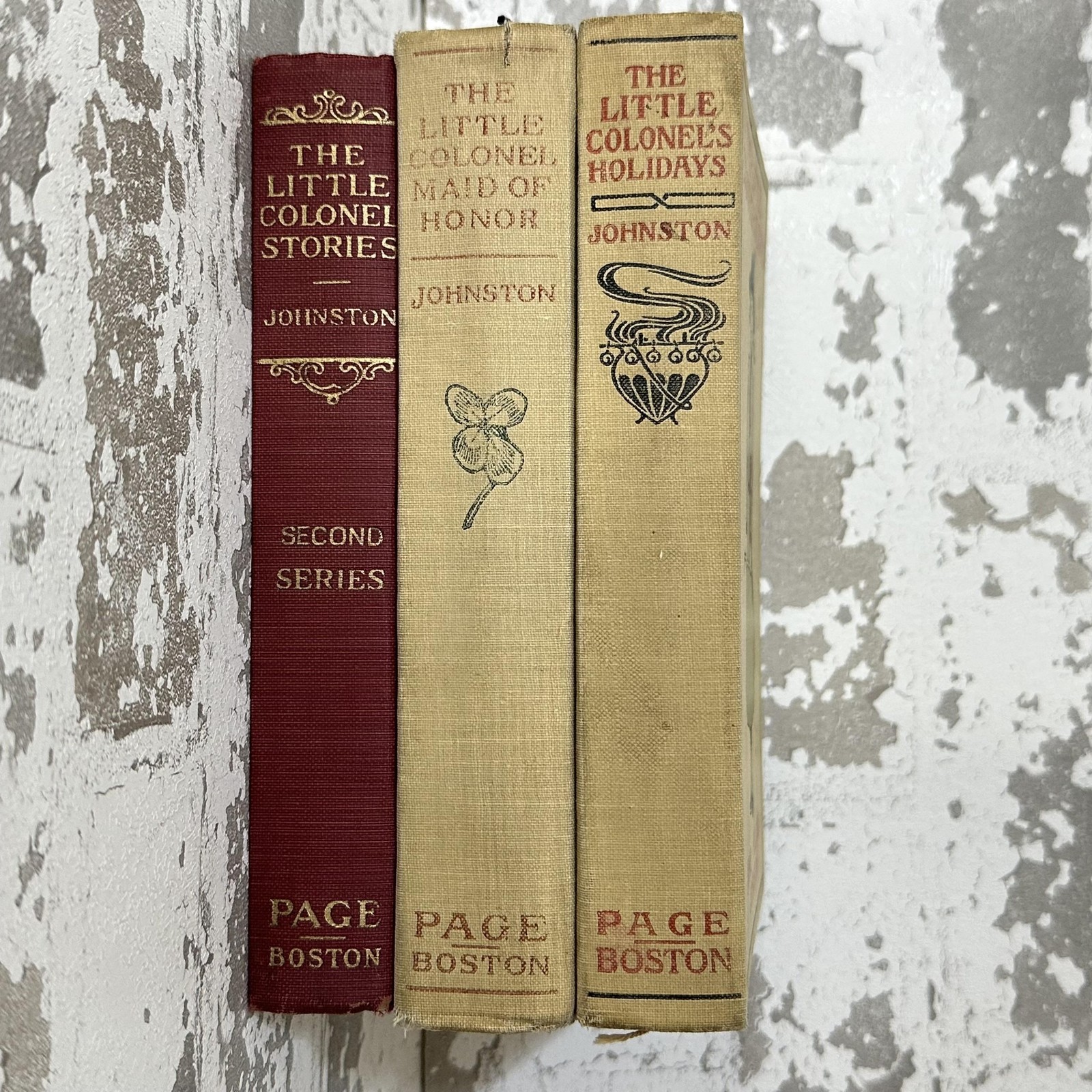 Vintage Little Colonel Stories Lot 3 Annie Fellows Johnston Red Tan Cloth HC USA