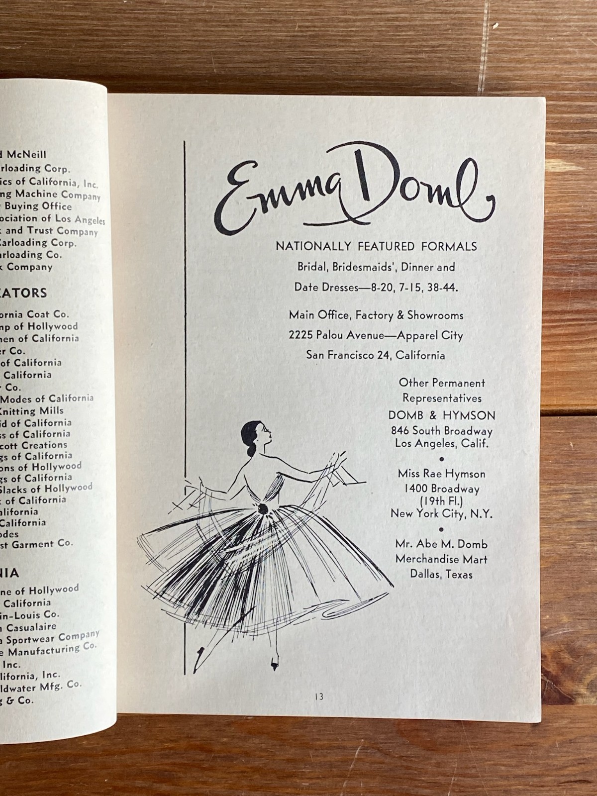 Fashion Industry Directory ~ California Market Guide Apparel 1954-55 ~ LA