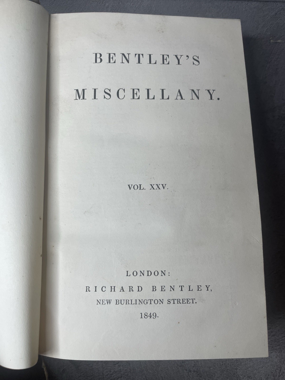 Bentleys Miscellany Vol XXV 1849 Antique Hardback Story Collection Rare Book