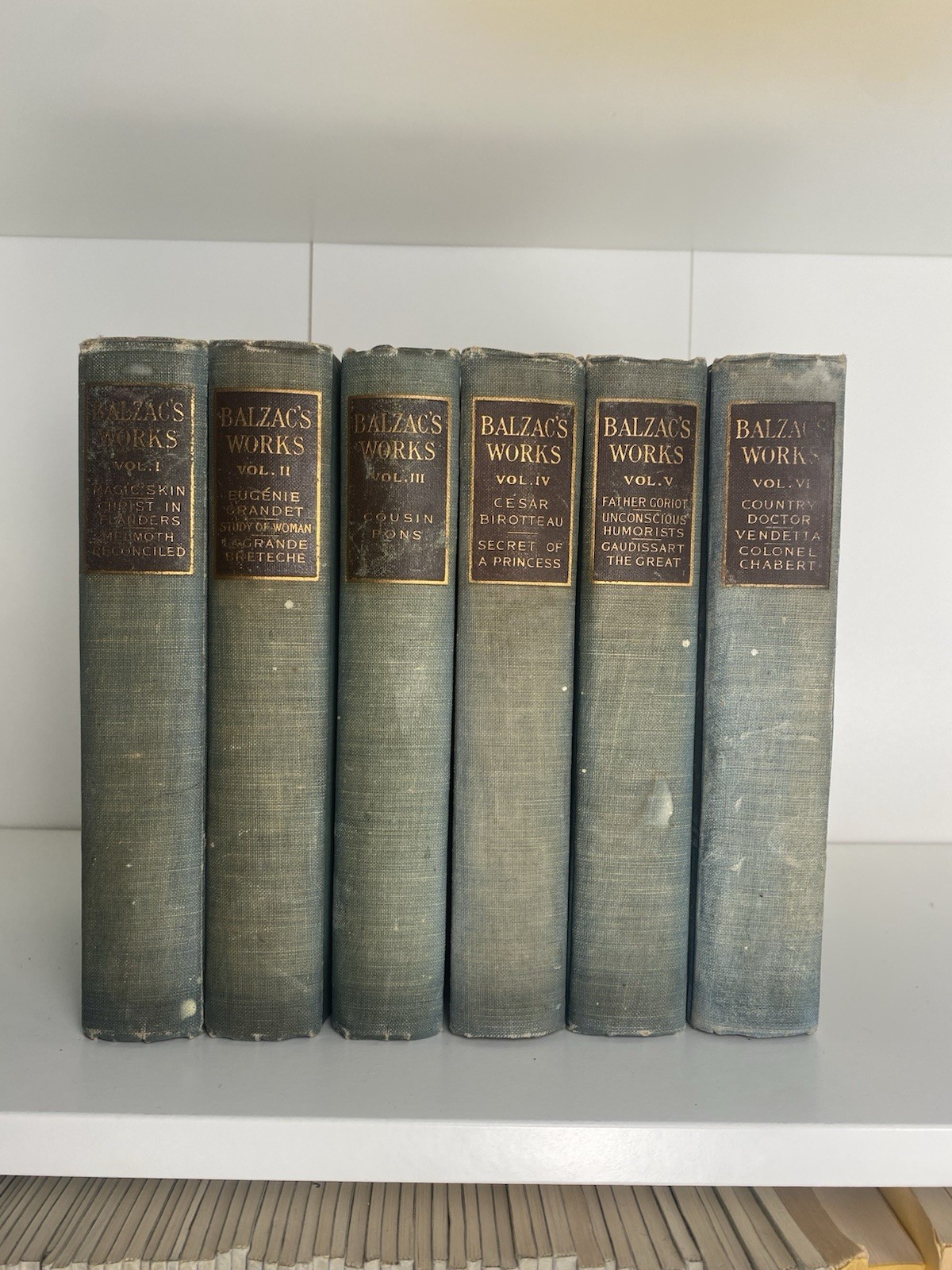 1906 Works Of Honore De Balzac Full Set Vol 1-6 Antique Hardcover NY Century Co