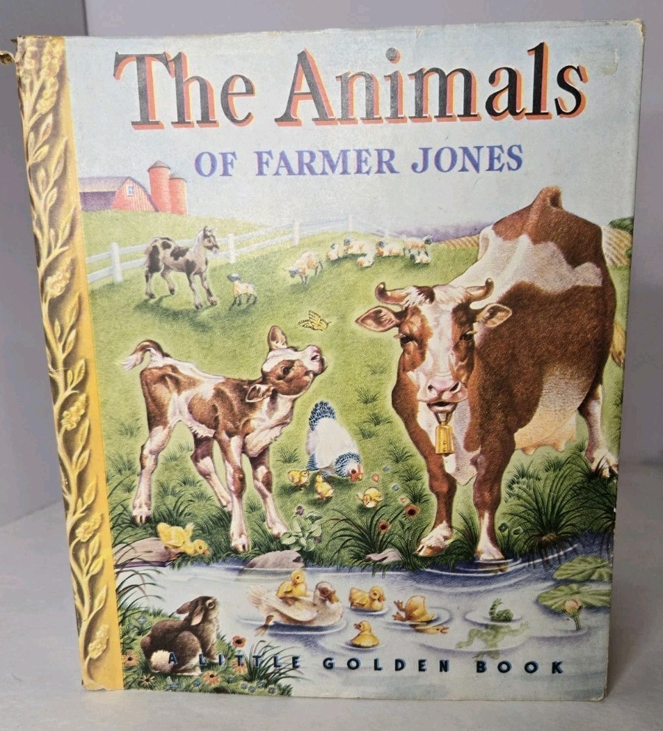 Vintage LITTLE GOLDEN BOOK 1945 The ANIMALS OF FARMER JONES with DUST JACKET 6th
