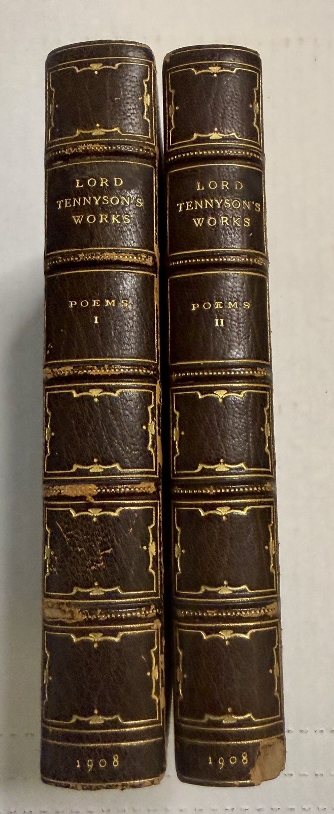 Tennyson Poems Vol I II 1908 Macmillan Eversley Edition Lynde Selden Bookplate
