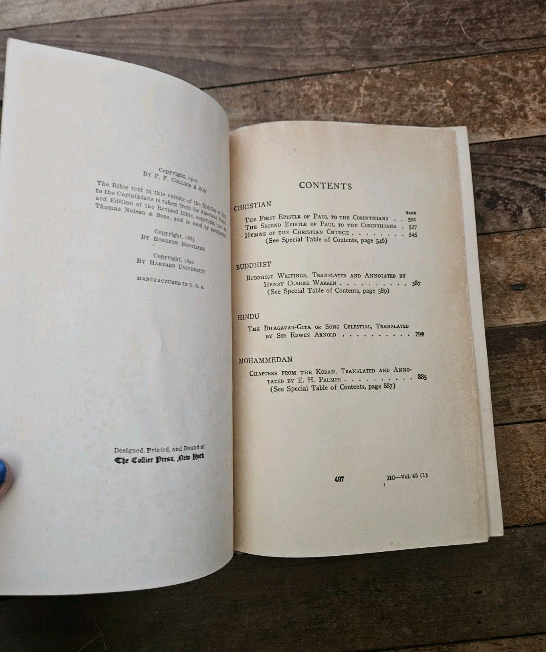 1910. Harvard Classics : Sacred Writings Complete 2 Volume Set Antique HC