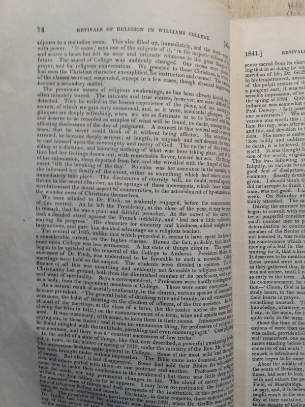 May 1841 Journal of American Education Society Williams College MA Prof Hopkins