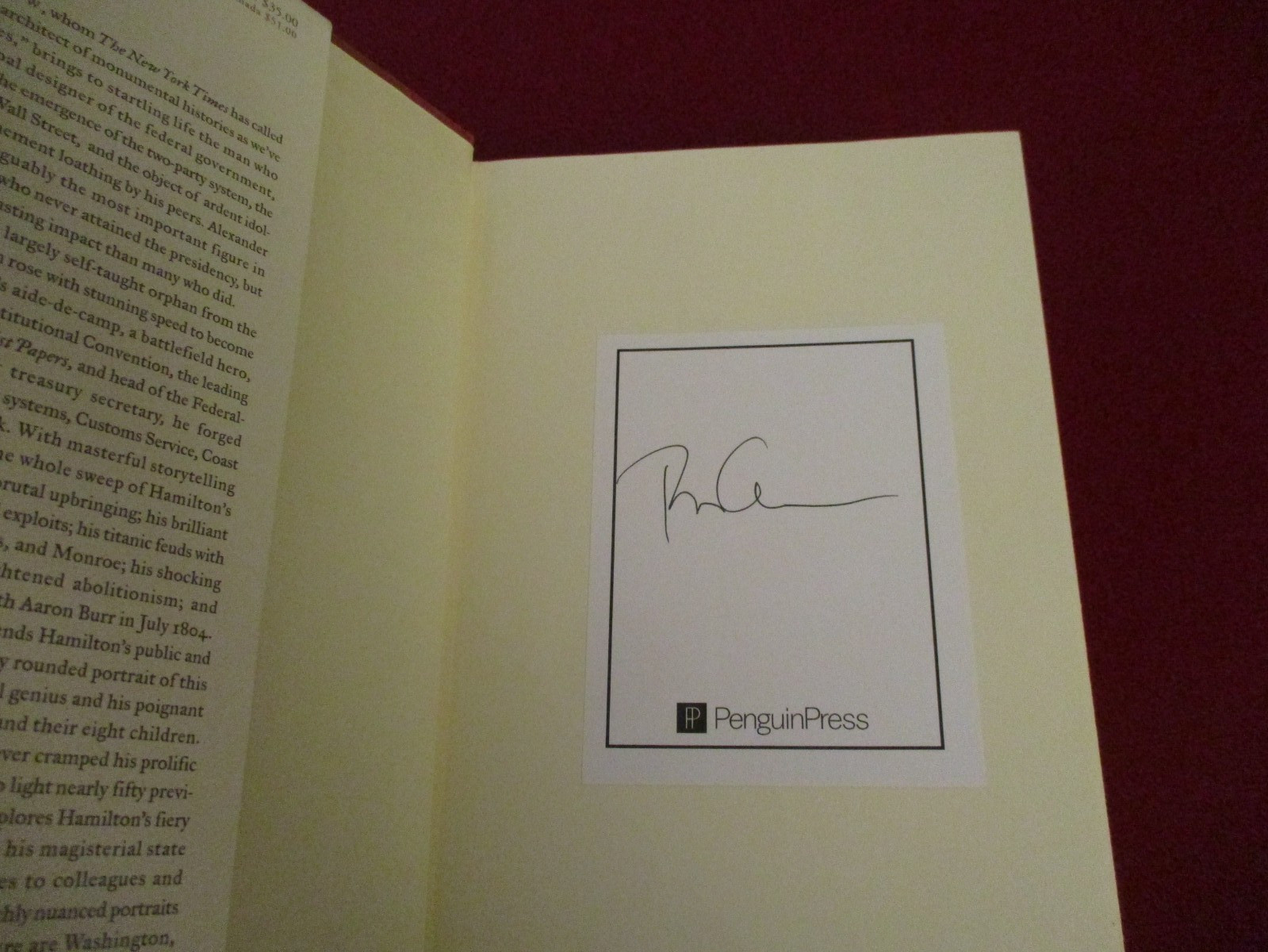 SIGNED ~ Alexander Hamilton by Ron Chernow (2004) First Edition Hardcover Book
