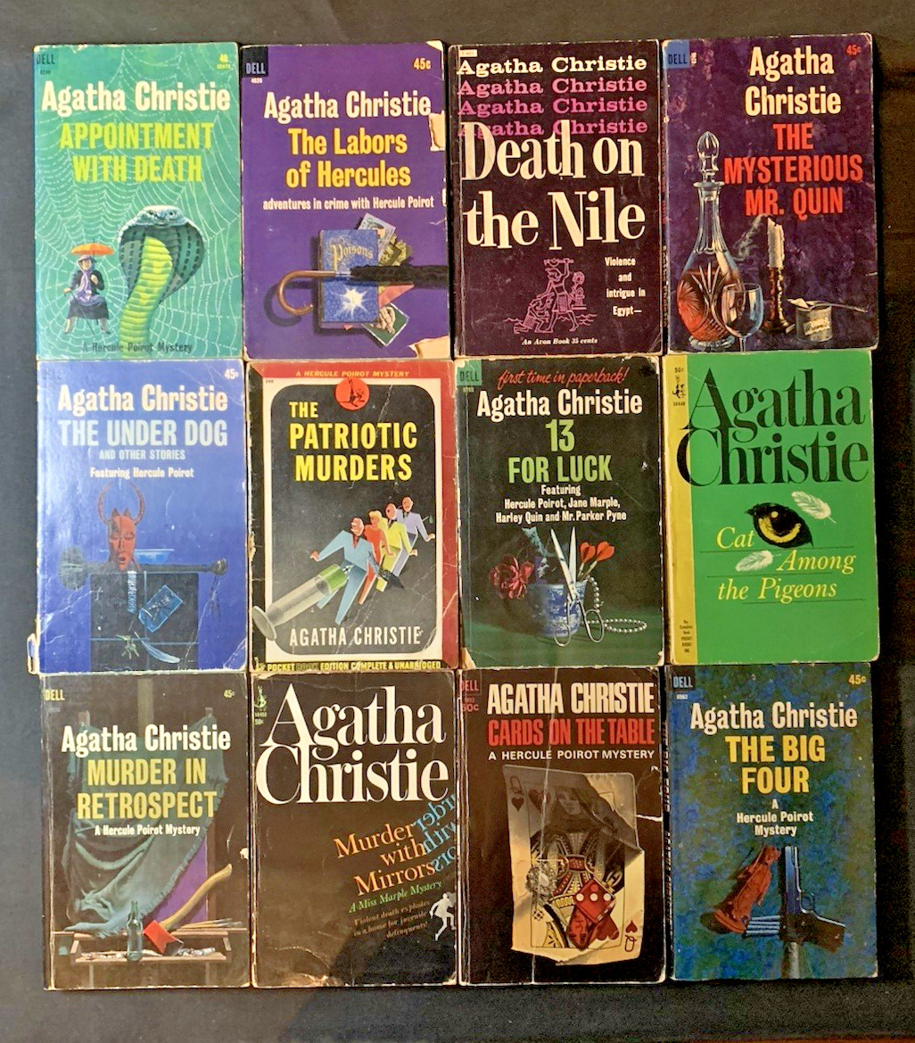 Agatha Christie Vintage PB Lot 12 Books Dell Pocket Avon Poirot Marple 1944-1966