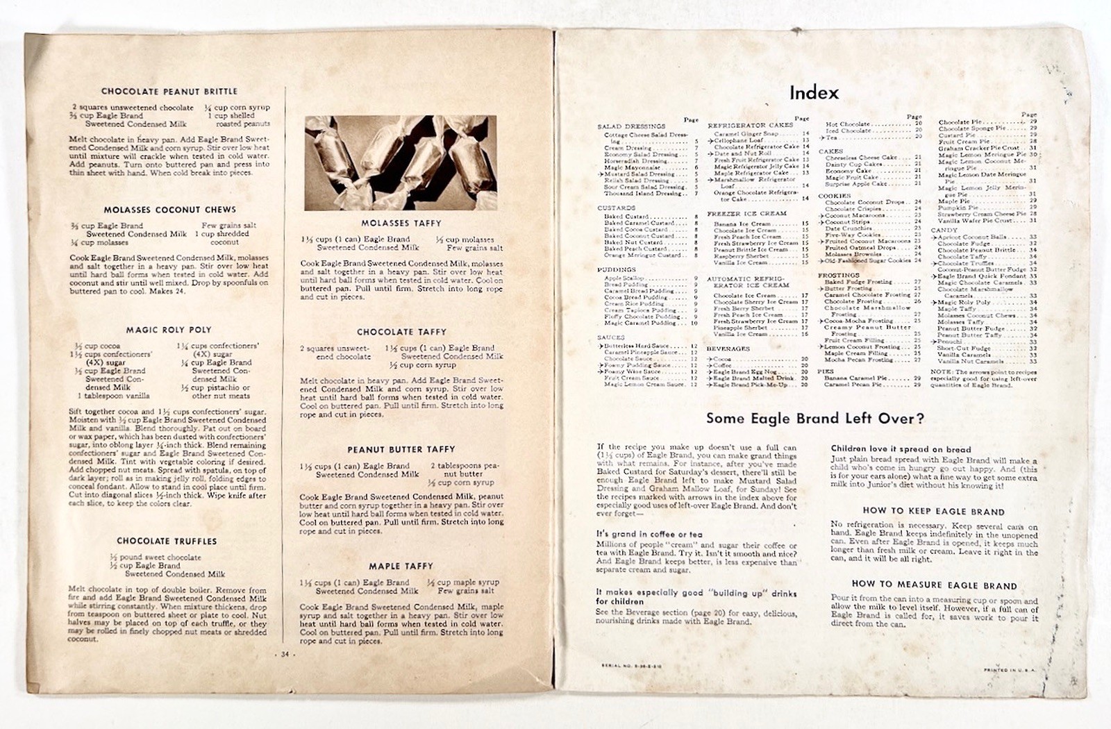 1936 Eagle Brand MAGIC RECIPES Illustrated cookbook BAKERY dessert CAKES cookies