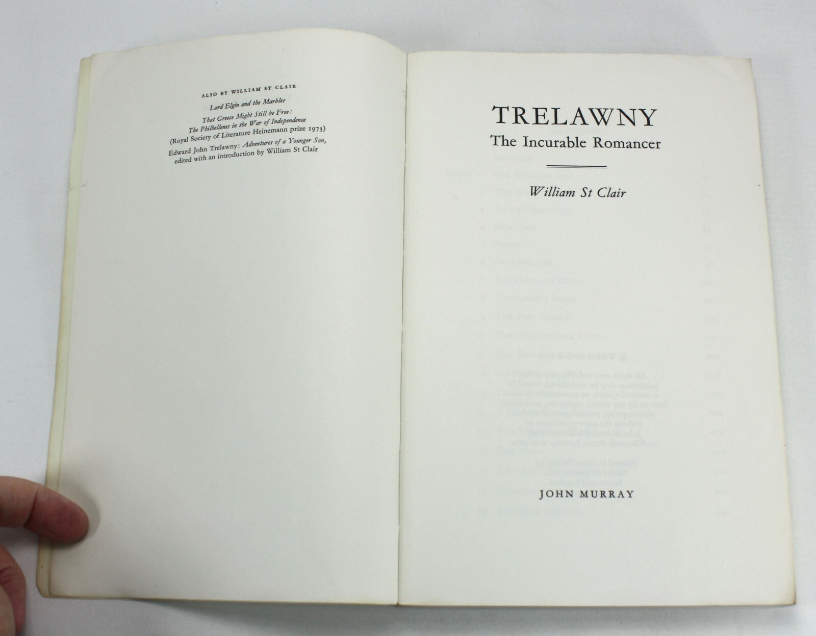 Trelawny; The Incurable Romancer, William St Clair. Author’s signed proof copy