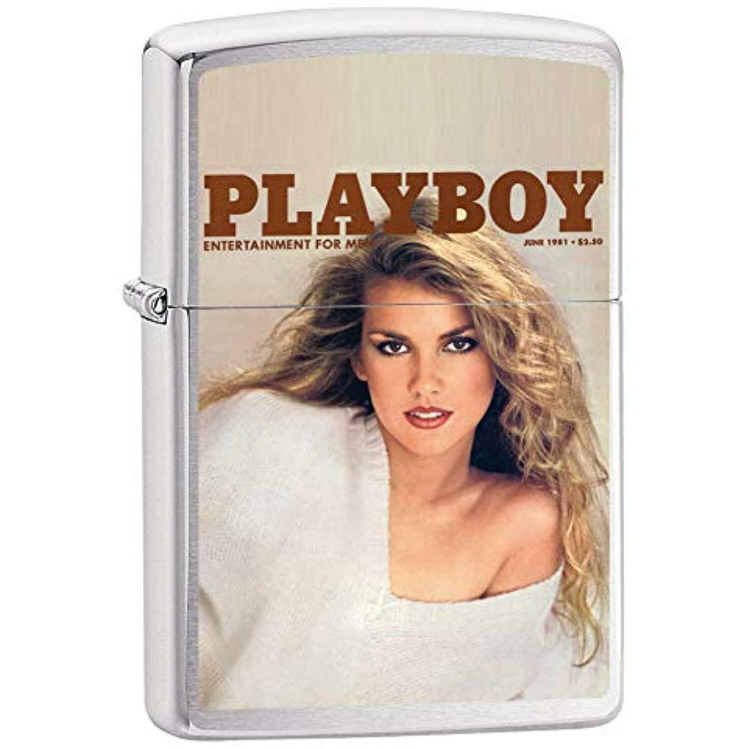 Zippo Playboy Cover June 1981 Pocket Lighter, Brushed Chrome, One Size